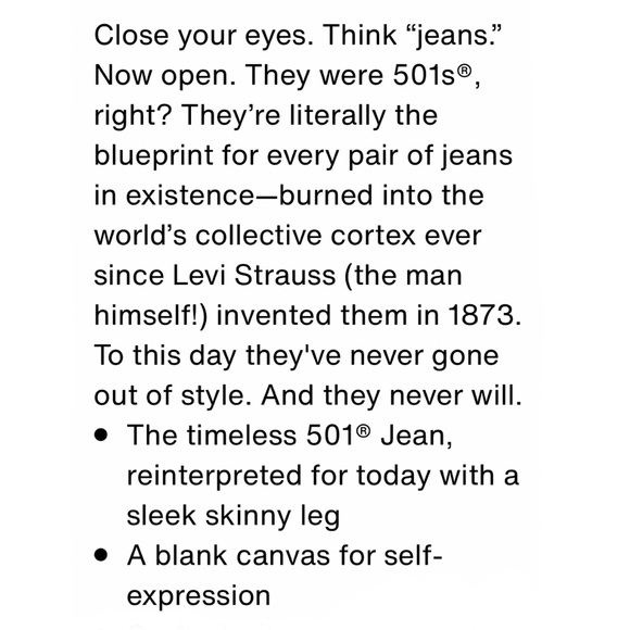 NWOT Levi’s 501 Skinny - Picture 16 of 16